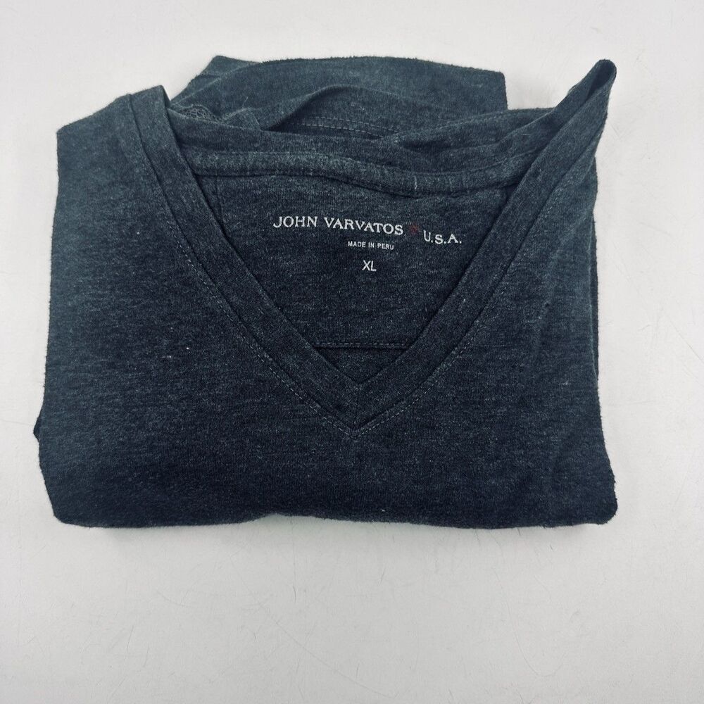 John Varvatos USA Mens XL V-Neck T-Shirt Heather Charcoal Gray